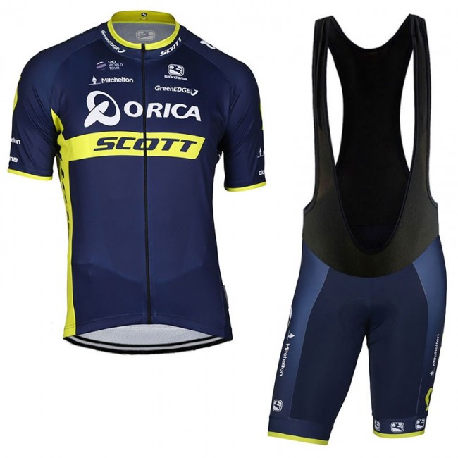 2017 Orica Scott Fahrradbekleidung Satz Radtrikot Kurzarm+Kurz Trägerhose Schwarz 2017 Orica Scott Fahrradbekleidung Satz Radtrikot Kurzarm+Kurz Trägerhose Schwarz