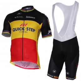 Quick Step Floors 2017 Schwarz Gelb Fahrradbekleidung Satz Radtrikot Kurzarm+Kurz Trägerhose Quick Step Floors 2017 Schwarz Gelb Fahrradbekleidung Satz Radtrikot Kurzarm+Kurz Trägerhose
