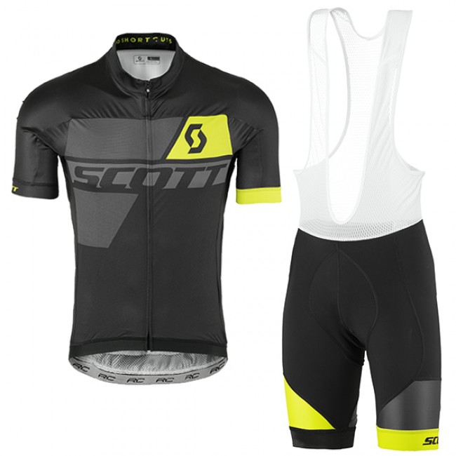 2017 Scott Schwarz Gelb Fahrradbekleidung Satz Radtrikot Kurzarm+Kurz Trägerhose 2017 Scott Schwarz Gelb Fahrradbekleidung Satz Radtrikot Kurzarm+Kurz Trägerhose