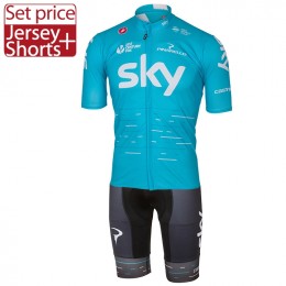 2017 Sky Pro Fahrradbekleidung Satz Radtrikot Kurzarm+Kurz Radhose Blau 2017 Sky Pro Fahrradbekleidung Satz Radtrikot Kurzarm+Kurz Radhose Blau
