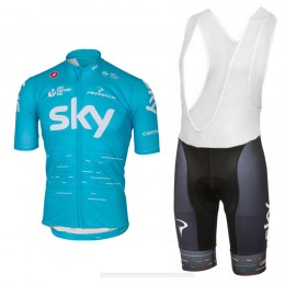 2017 Sky Pro Fahrradbekleidung Satz Radtrikot Kurzarm+Kurz Trägerhose Blau 2017 Sky Pro Fahrradbekleidung Satz Radtrikot Kurzarm+Kurz Trägerhose Blau