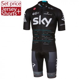 2017 Sky Pro Fahrradbekleidung Satz Radtrikot Kurzarm+Kurz Radhose Schwarz 2017 Sky Pro Fahrradbekleidung Satz Radtrikot Kurzarm+Kurz Radhose Schwarz