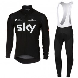 Sky Pro Schwarz 2017 Gabba Fahrradbekleidung Satz Radtrikot Langarm+Lang Trägerhose Sky Pro Schwarz 2017 Gabba Fahrradbekleidung Satz Radtrikot Langarm+Lang Trägerhose