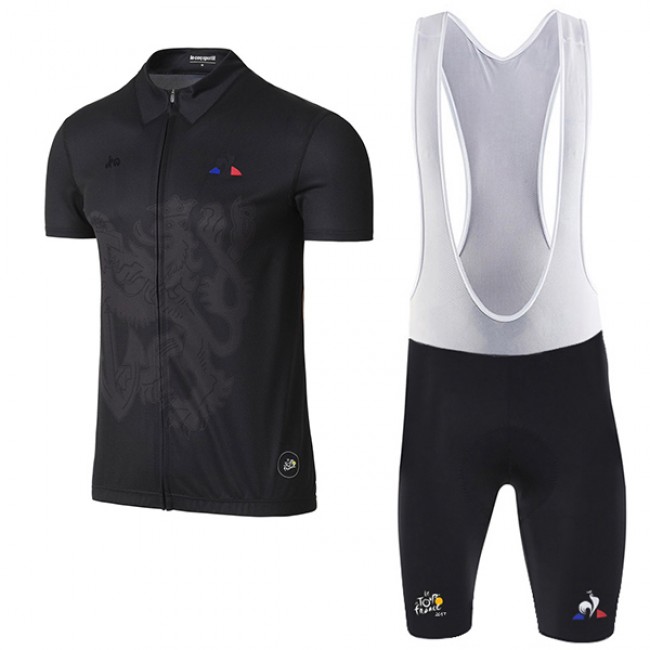 2017 Tour de France Schwarz Fahrradbekleidung Satz Radtrikot Kurzarm+Kurz Trägerhose 2017 Tour de France Schwarz Fahrradbekleidung Satz Radtrikot Kurzarm+Kurz Trägerhose