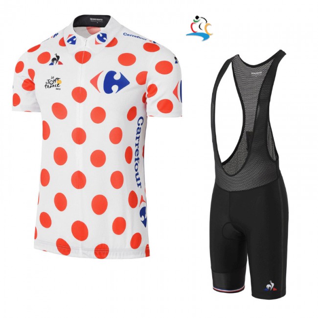 2017 Tour de France Polka Dot Fahrradbekleidung Satz Radtrikot Kurzarm+Kurz Trägerhose Schwarz 2017 Tour de France Polka Dot Fahrradbekleidung Satz Radtrikot Kurzarm+Kurz Trägerhose Schwarz