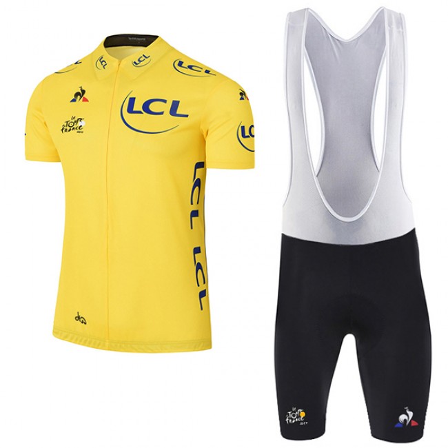 2017 Tour de France Gelb Fahrradbekleidung Satz Radtrikot Kurzarm+Kurz Trägerhose 2017 Tour de France Gelb Fahrradbekleidung Satz Radtrikot Kurzarm+Kurz Trägerhose