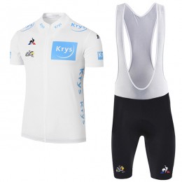 2017 Tour de France Weiß Fahrradbekleidung Satz Radtrikot Kurzarm+Kurz Trägerhose