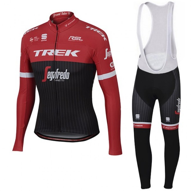 Trek Segafredo Pro 2017 Rot Fahrradbekleidung Satz Radtrikot Langarm+Lang Trägerhose Trek Segafredo Pro 2017 Rot Fahrradbekleidung Satz Radtrikot Langarm+Lang Trägerhose